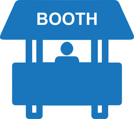 Booth icon, information booth icon blue vector
