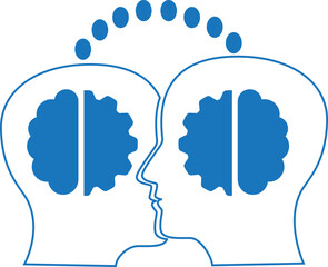 Knowledge transfer icon, artificial intelligence icon blue vector