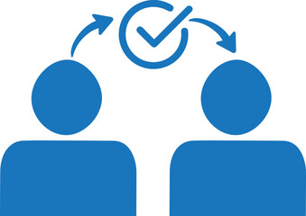 Trust icon, business partnership icon blue vector