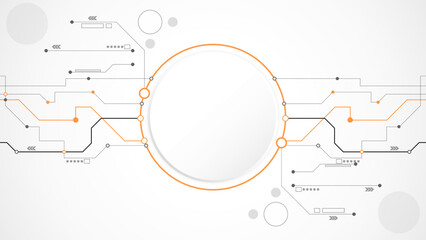 white grey circle technology background abstract. technology with line digital color grey, orange, dot, hi-tech, vector. circle technological for web banner, background, wallpaper, structure, object. 