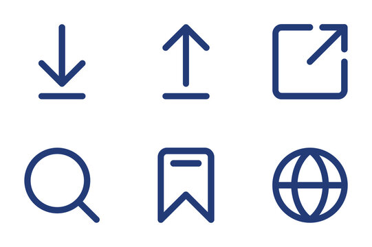 website download upload bookmark search creative icon set