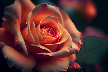 Close-up of a pink rose in full bloom. AI-Assisted Image.