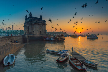 Sunrise at Gateway of India, a tourist destination of Mumbai, India