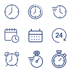 time clock date alarm reminder icon set 