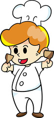 The chef cartoon character  drawing design for food concept.
