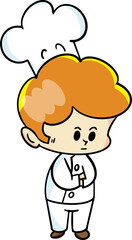 Obraz premium The chef cartoon character drawing design for food concept.