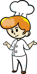 The chef cartoon character  drawing design for food concept.
