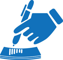 Hand icon, stationery icon blue vector