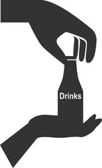 Hand icon, hand with drink icon black vector