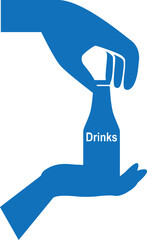 Hand icon, drink holding icon blue vector