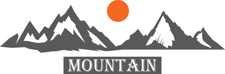 Mountain icon, mount hill icon vector