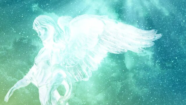 angel archangel with mystic stars and rays of light like spiritual, guardian angel and religious concept 