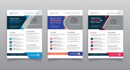 Corporate business flyer template, A4 size print-ready vector design