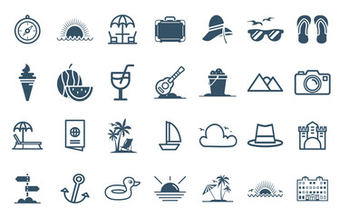 summer icon set design.
