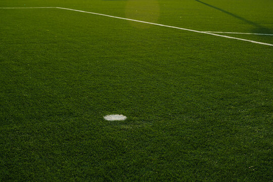 Close Up Shot Of A Penalty Spot In Football Pitch