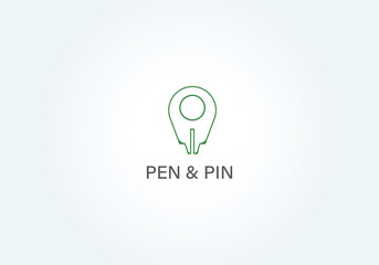 pen pin logo. pen illustration. pin location logo. creative logo icon. Map Pin Logo Design Element