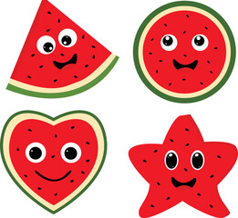 Cartoon watermelon slice vector illustration