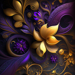 Illustration of a gold flower in Victorian style - 560040152