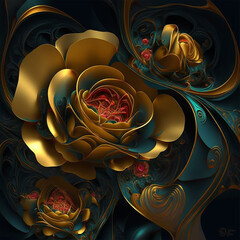 gold rose in Victorian style - 560040157