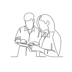 Vector illustration of two employees