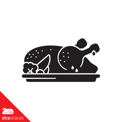 Grilled chicken vector glyph icon