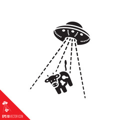 UFO abducting cow vector icon © eyewave
