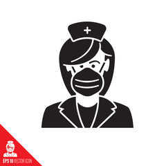 Nurse portrait vector glyph icon