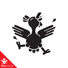 Dancing cartoon chicken vector icon