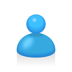 Blue 3d icon person isolated on a white background. 3d rendering
