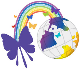 Globe butterfly in rainbow color
