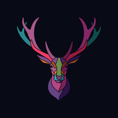 Colorful deer head logo vector illustration