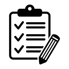 To do list icon. Clipboard with pencil vector icon. Black illustration isolated on white background for graphic and web design.