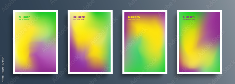 Aufkleber Set of Mardi Gras vibrant backgrounds with modern abstract blurred color gradient patterns. Templates collection for Fat Tuesday brochures, flyers and cards. Vector illustration.
