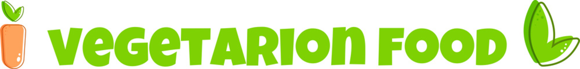 Fototapeta premium Vegetarian in simple style on white background. Healthy vegan food. Carrot. Green natural background. Healthy eating. Vegetarian food. Organic vegetable banner. Vector illustration