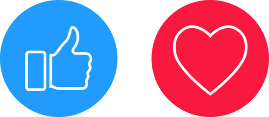 Thumb up and heart icon. Vector like and love icon button symbol for web site design, logo, ui.
