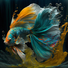 Colorful Fish with splash.
eruption of color - 560051333