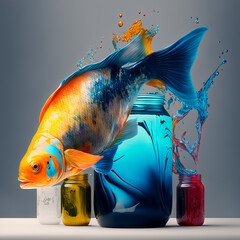 Colorful Fish with splash.
eruption of color - 560051346