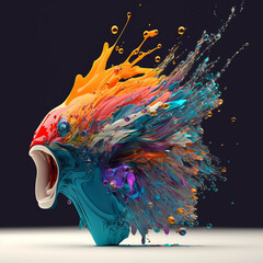 Colorful Fish with splash. 
eruption of color