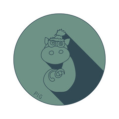 Pig zodiac sign logo. Astrological Chinese animal calendar. Years 2019, 2031, 2043, 2055.