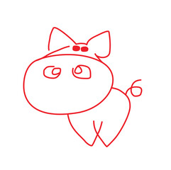 Pig zodiac sign logo. Astrological Chinese animal calendar. Years 2019, 2031, 2043, 2055.