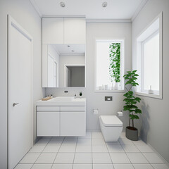 Fototapeta na wymiar modern bathroom interior generated by ai