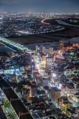 Fototapeta na wymiar 千葉県市川市　アイリンクタワー展望室から望む東京の夕景