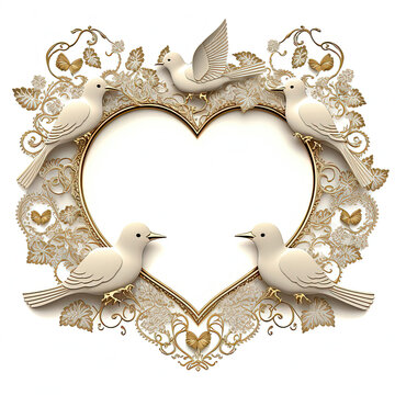 Love frame with lace, mockup, valentine's day, wedding, Generative AI