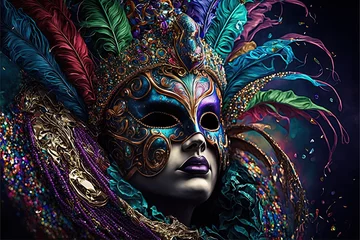 Gordijnen Beautiful Carnival masks, Carnevale, Generative AI © BlueBlissByKatia