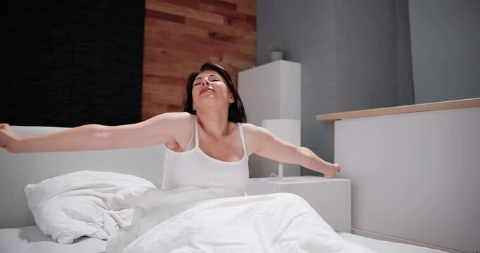 Woman Waking Up. Whole Body Wakeup
