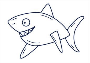 Vector line illustration of a shark. Good for coloring book.