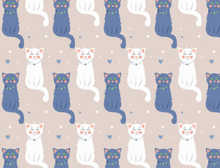 Funny cute cats pattern. Seamless cute cats pattern.