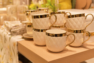 Beautiful  cups in the tableware store