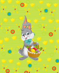 cartoon easter bunny rabbit on meadow illustration