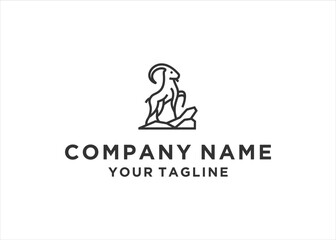 goat mountain logo design vector 